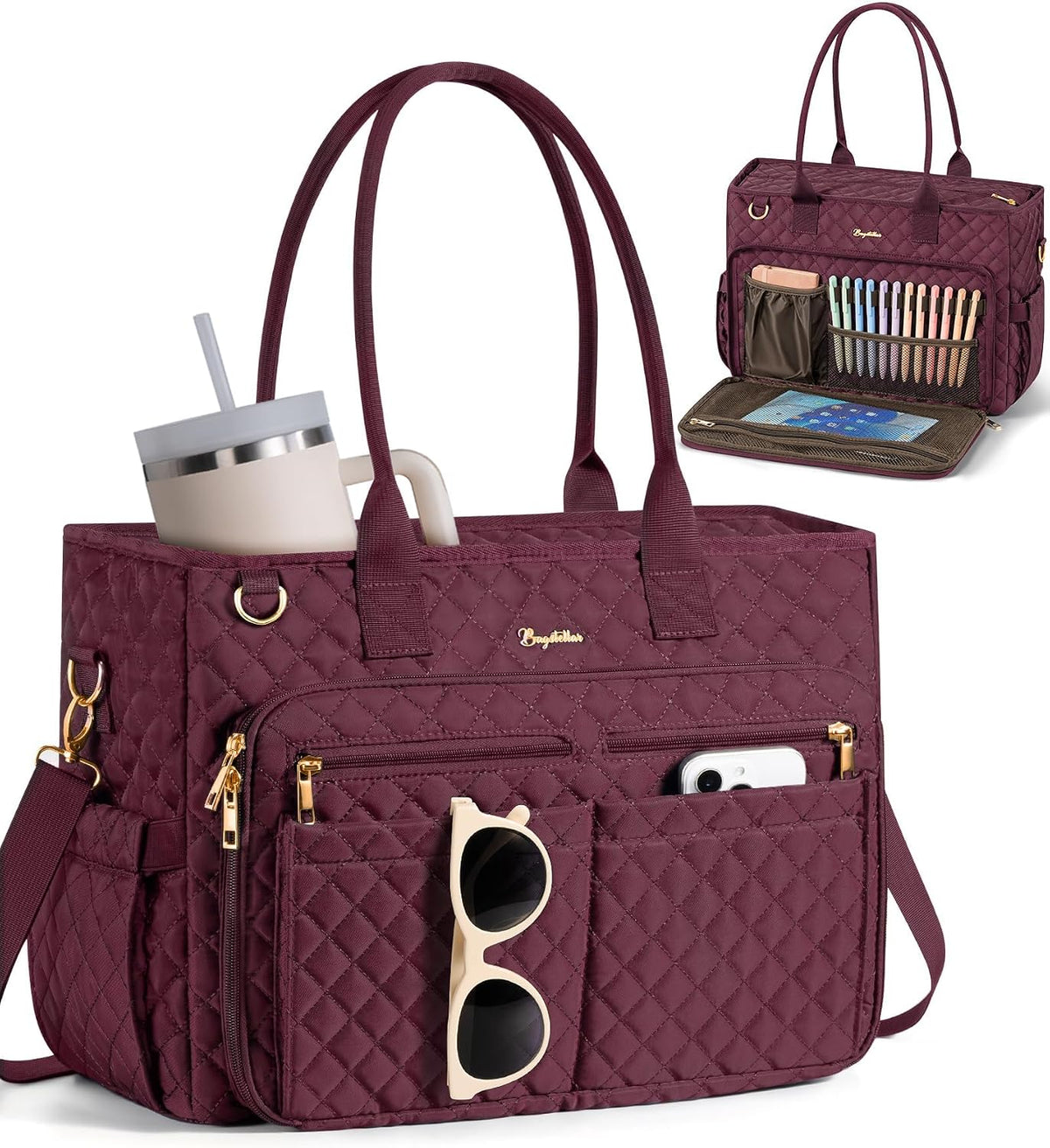 Teacher Tote Bag for Women, 15.6" Laptop Work Tote Computer Bag