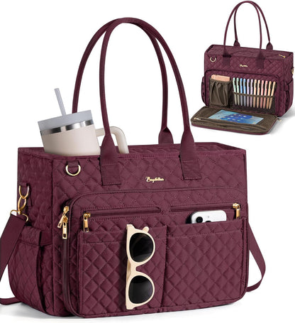 Teacher Tote Bag for Women, 15.6" Laptop Work Tote Computer Bag