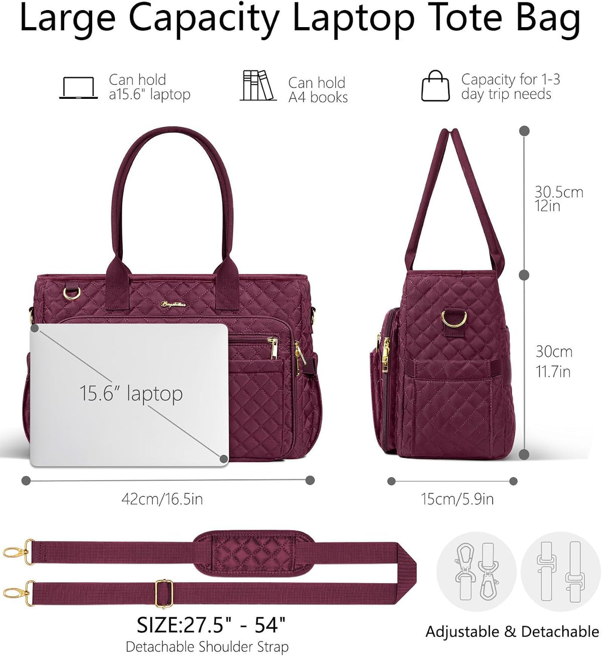Teacher Tote Bag for Women, 15.6" Laptop Work Tote Computer Bag