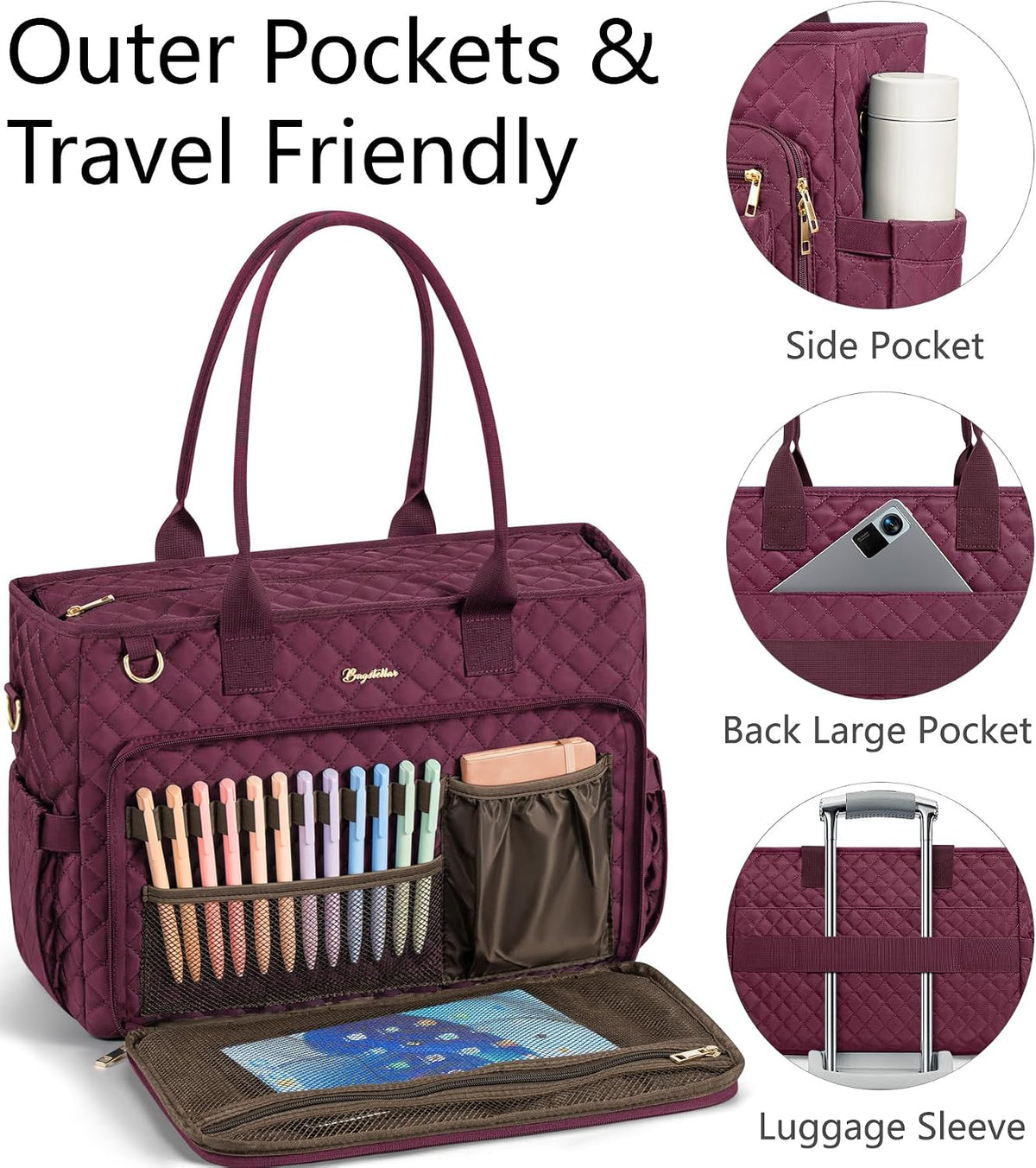 Teacher Tote Bag for Women, 15.6" Laptop Work Tote Computer Bag