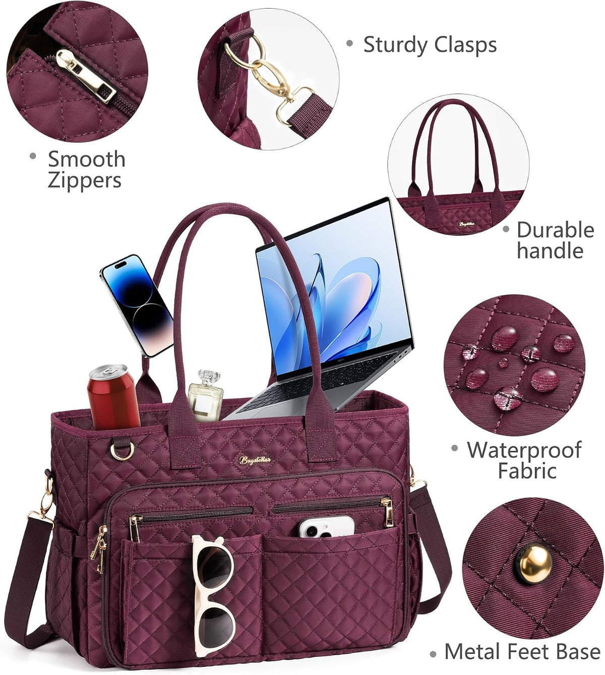 Teacher Tote Bag for Women, 15.6" Laptop Work Tote Computer Bag