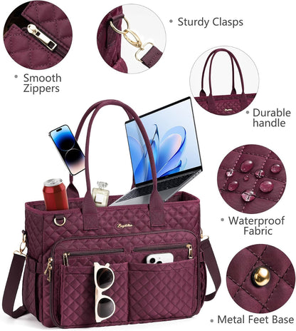 Teacher Tote Bag for Women, 15.6" Laptop Work Tote Computer Bag