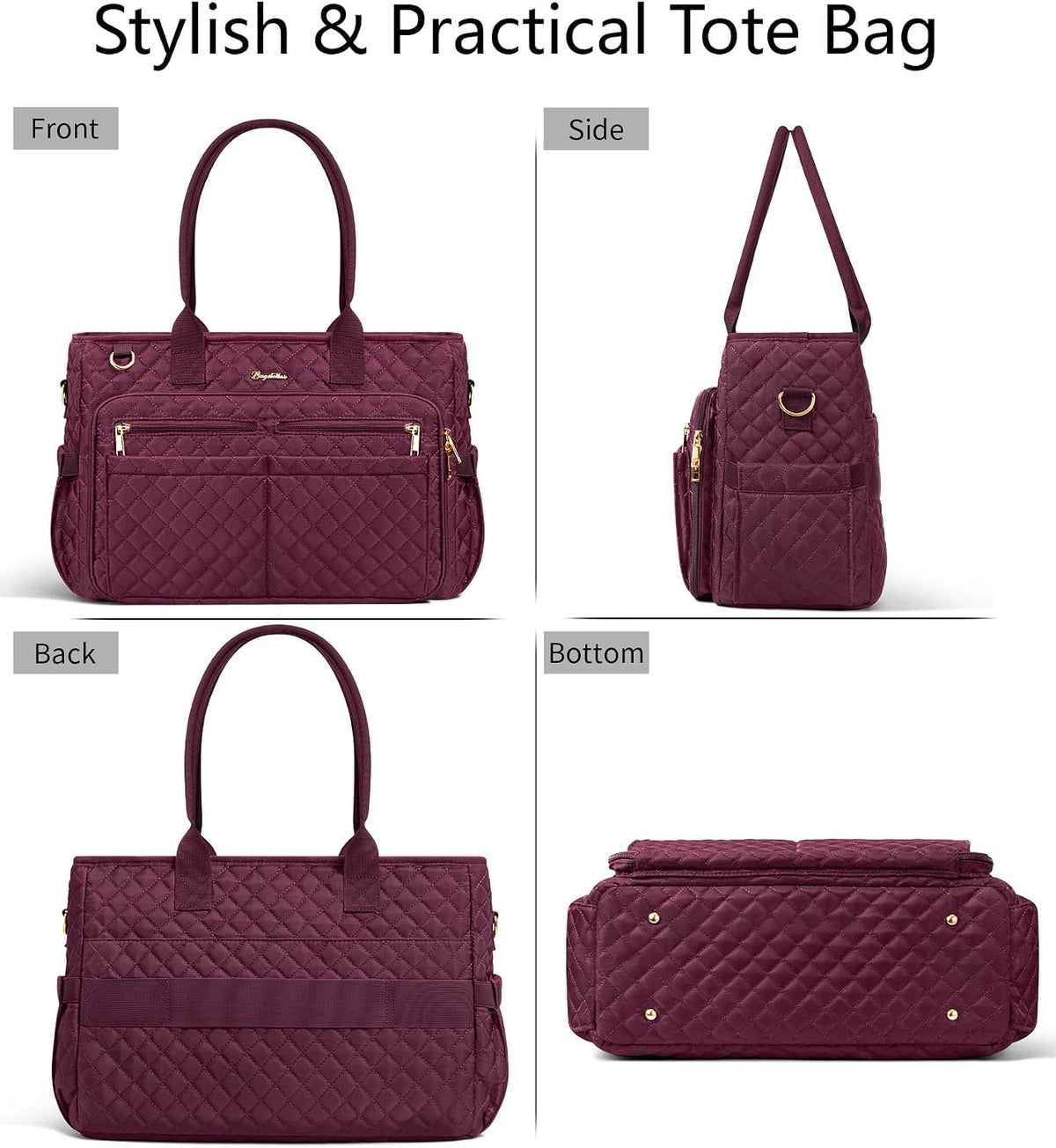Teacher Tote Bag for Women, 15.6" Laptop Work Tote Computer Bag