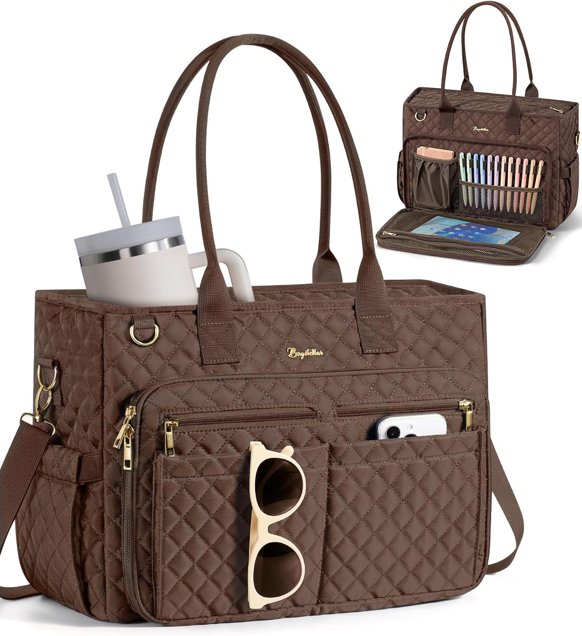 Teacher Tote Bag for Women, 15.6" Laptop Work Tote Computer Bag
