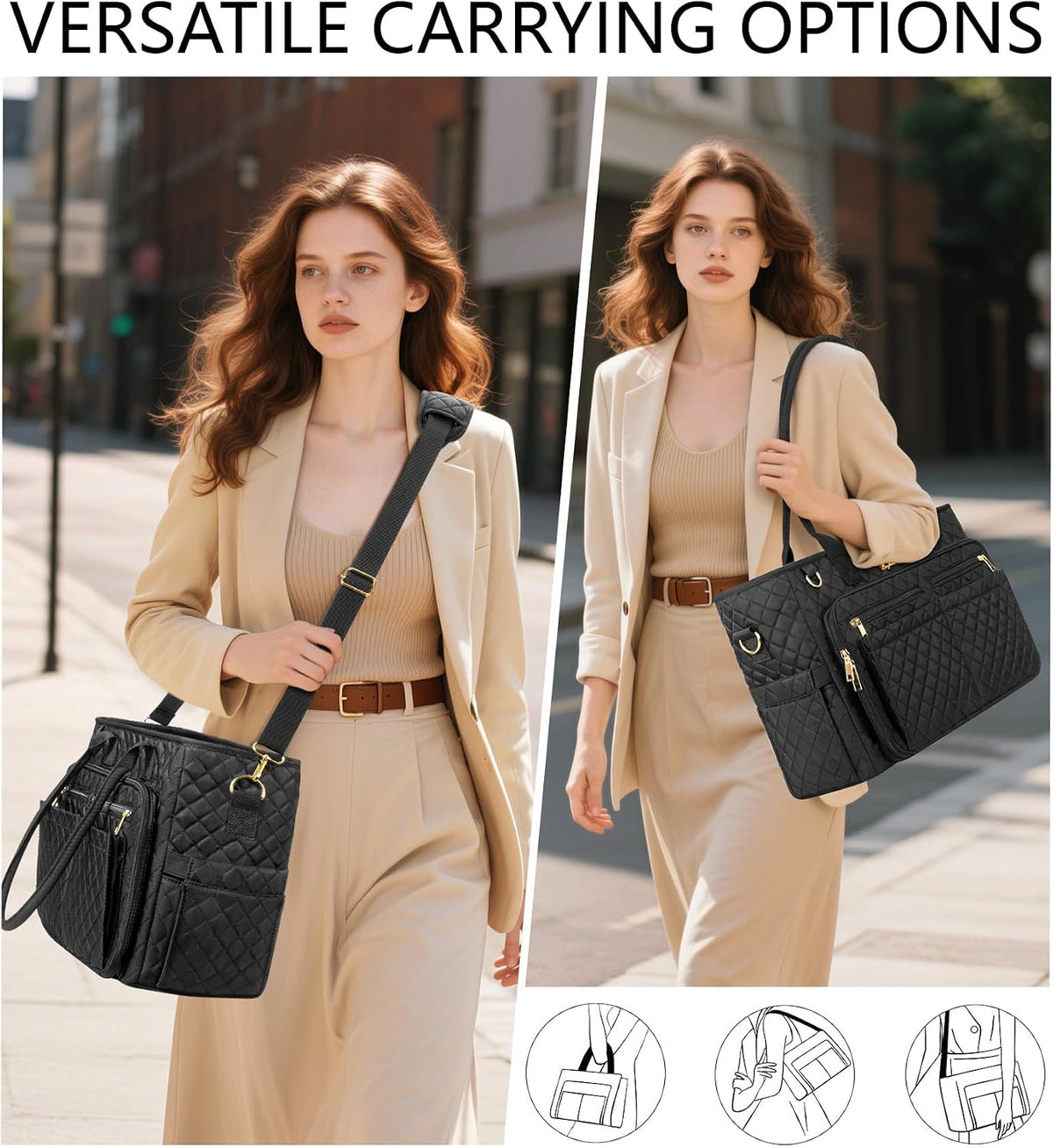 Teacher Tote Bag for Women, 15.6" Laptop Work Tote Computer Bag