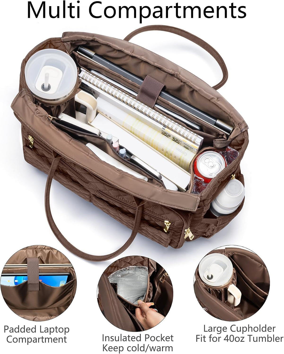 Teacher Tote Bag for Women, 15.6" Laptop Work Tote Computer Bag