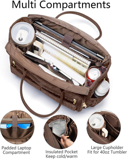 Teacher Tote Bag for Women, 15.6" Laptop Work Tote Computer Bag