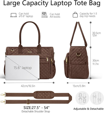 Teacher Tote Bag for Women, 15.6" Laptop Work Tote Computer Bag
