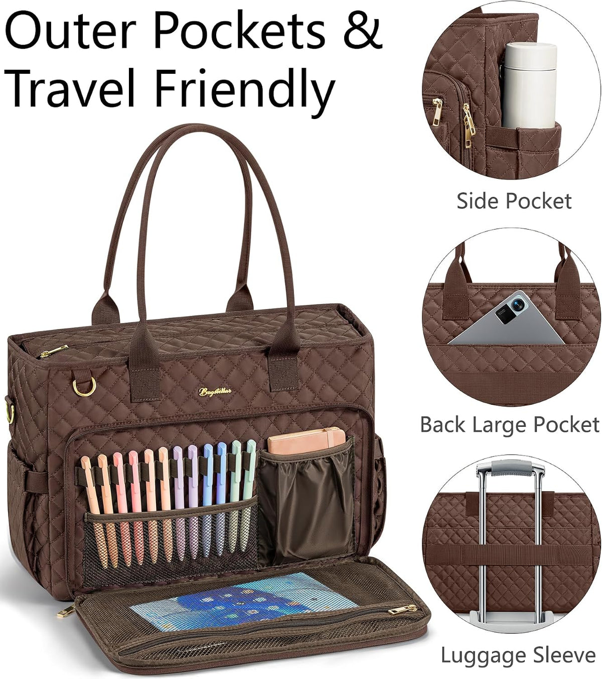 Teacher Tote Bag for Women, 15.6" Laptop Work Tote Computer Bag