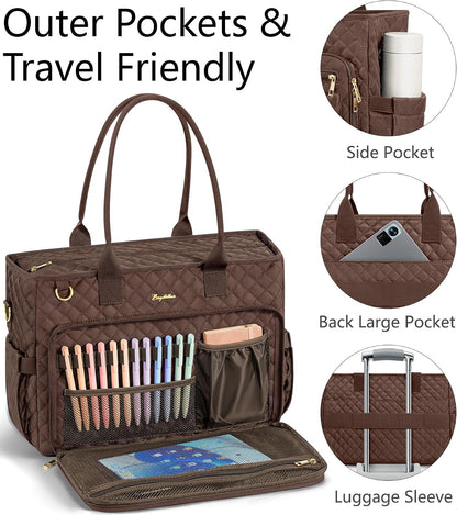 Teacher Tote Bag for Women, 15.6" Laptop Work Tote Computer Bag