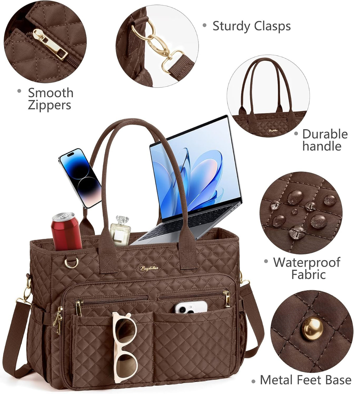 Teacher Tote Bag for Women, 15.6" Laptop Work Tote Computer Bag