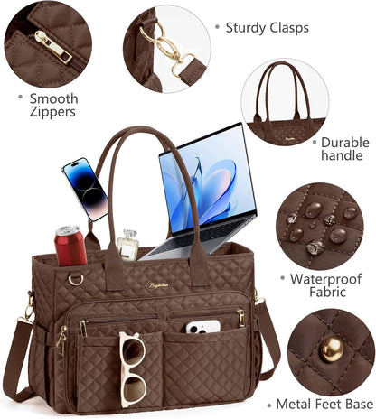 Teacher Tote Bag for Women, 15.6" Laptop Work Tote Computer Bag