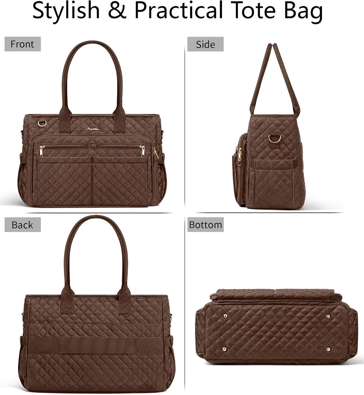 Teacher Tote Bag for Women, 15.6" Laptop Work Tote Computer Bag