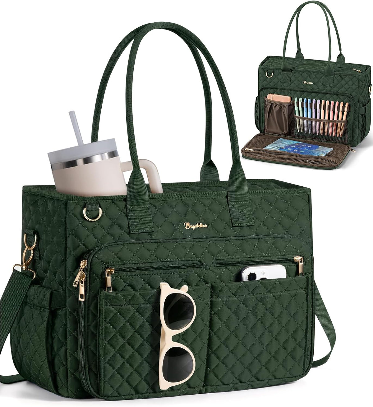 Teacher Tote Bag for Women, 15.6" Laptop Work Tote Computer Bag