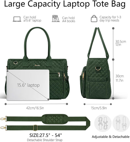 Teacher Tote Bag for Women, 15.6" Laptop Work Tote Computer Bag