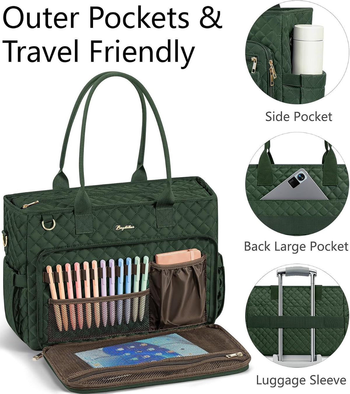 Teacher Tote Bag for Women, 15.6" Laptop Work Tote Computer Bag