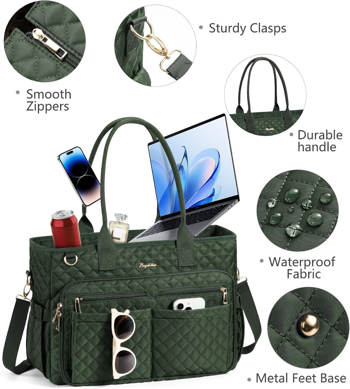 Teacher Tote Bag for Women, 15.6" Laptop Work Tote Computer Bag
