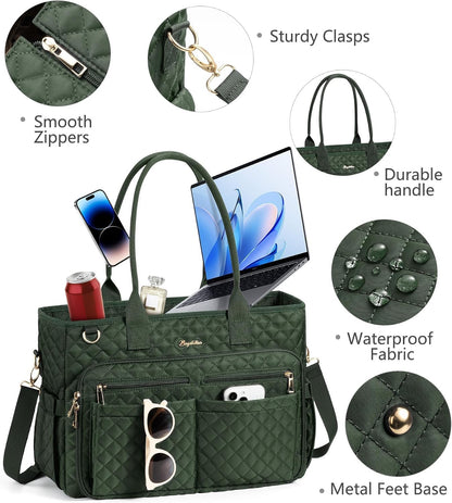 Teacher Tote Bag for Women, 15.6" Laptop Work Tote Computer Bag