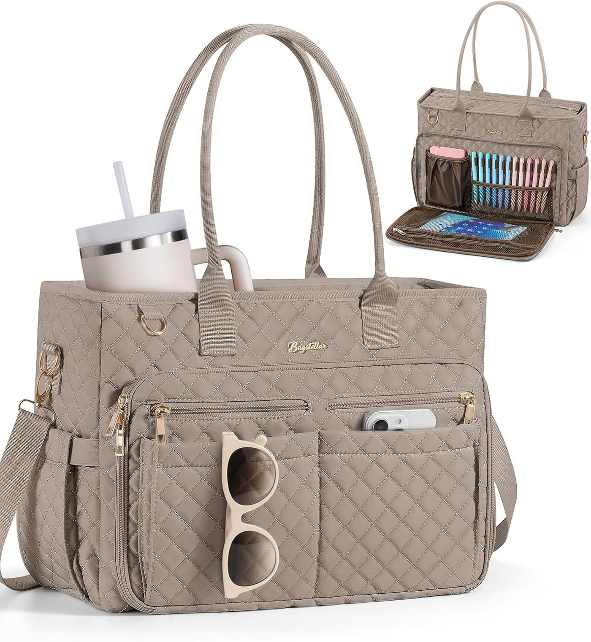 Teacher Tote Bag for Women, 15.6" Laptop Work Tote Computer Bag