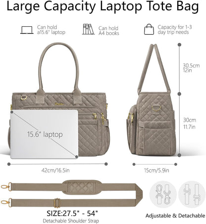 Teacher Tote Bag for Women, 15.6" Laptop Work Tote Computer Bag