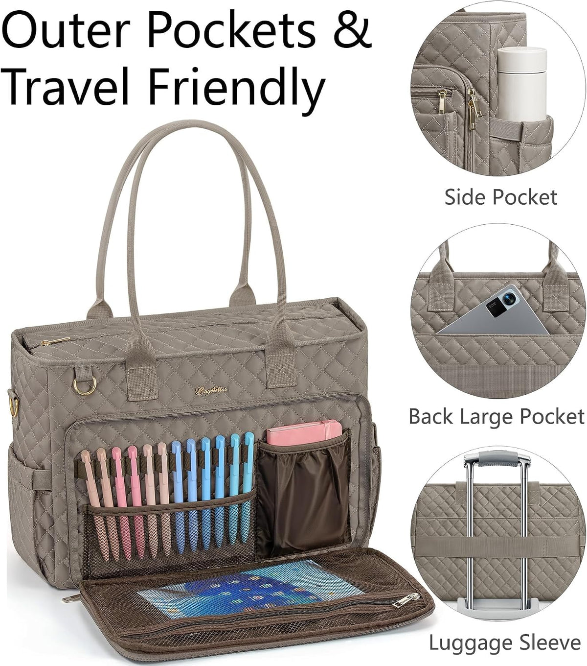Teacher Tote Bag for Women, 15.6" Laptop Work Tote Computer Bag