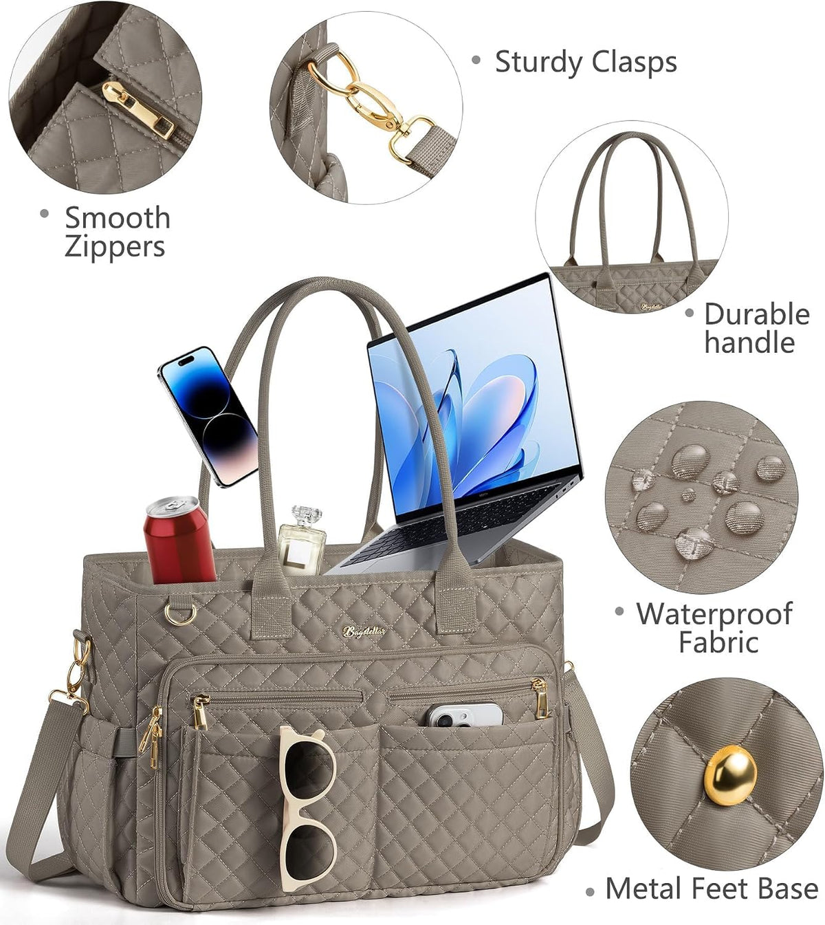 Teacher Tote Bag for Women, 15.6" Laptop Work Tote Computer Bag