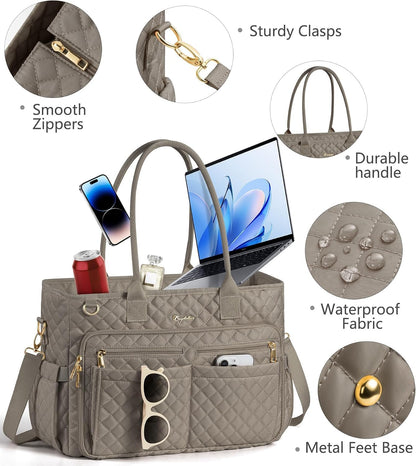 Teacher Tote Bag for Women, 15.6" Laptop Work Tote Computer Bag