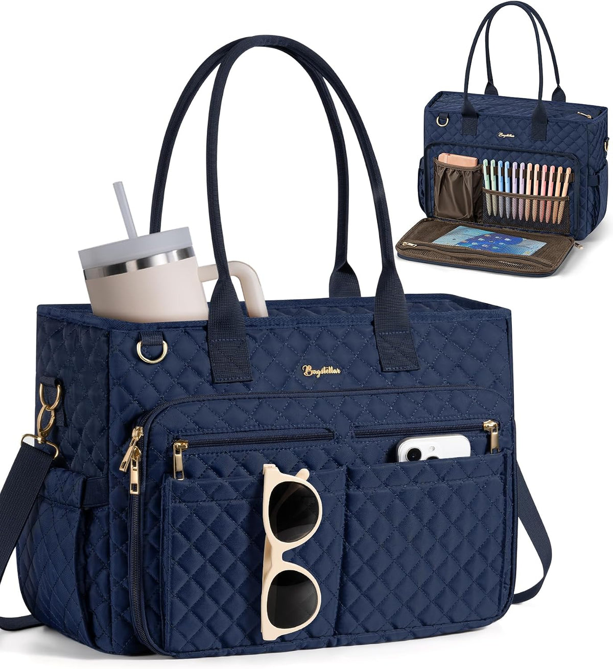 Teacher Tote Bag for Women, 15.6" Laptop Work Tote Computer Bag