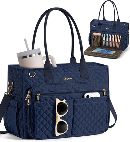 Teacher Tote Bag for Women, 15.6" Laptop Work Tote Computer Bag