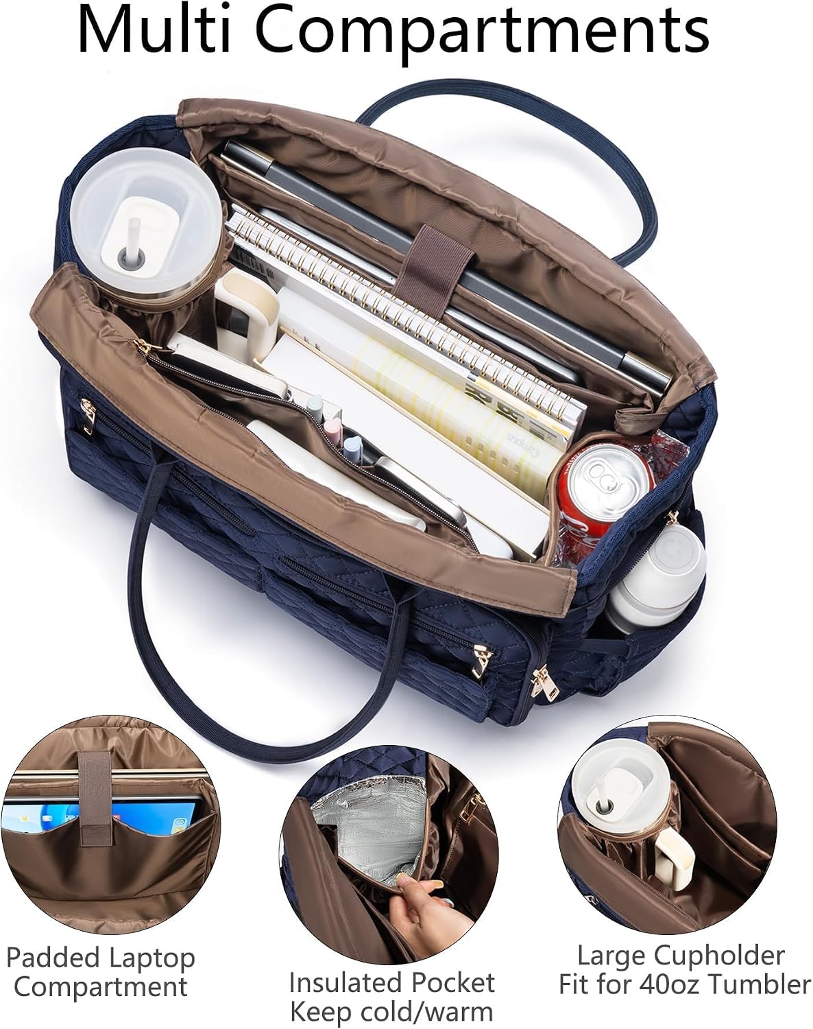 Teacher Tote Bag for Women, 15.6" Laptop Work Tote Computer Bag
