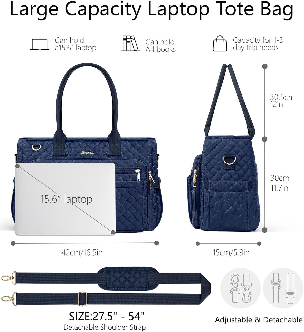 Teacher Tote Bag for Women, 15.6" Laptop Work Tote Computer Bag