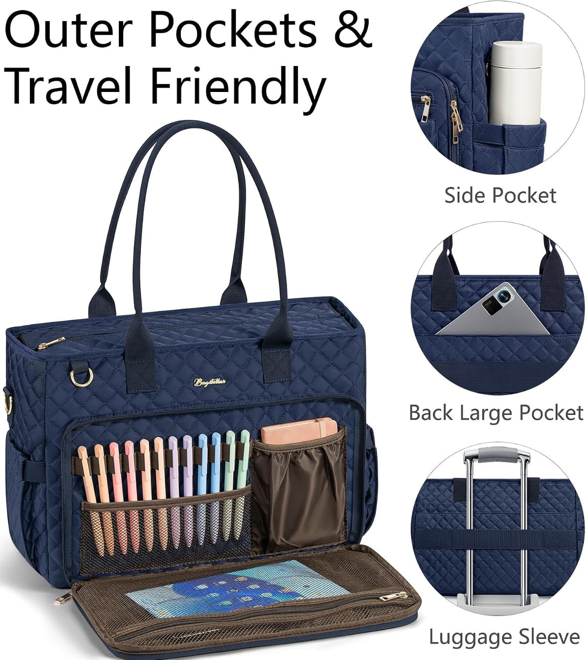 Teacher Tote Bag for Women, 15.6" Laptop Work Tote Computer Bag
