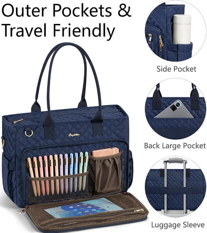 Teacher Tote Bag for Women, 15.6" Laptop Work Tote Computer Bag
