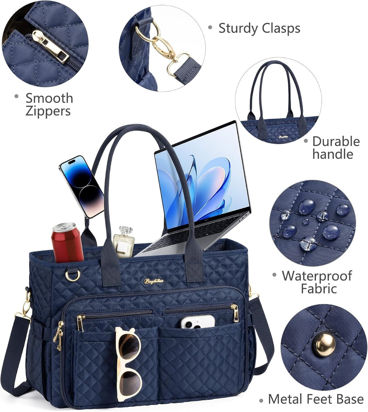 Teacher Tote Bag for Women, 15.6" Laptop Work Tote Computer Bag