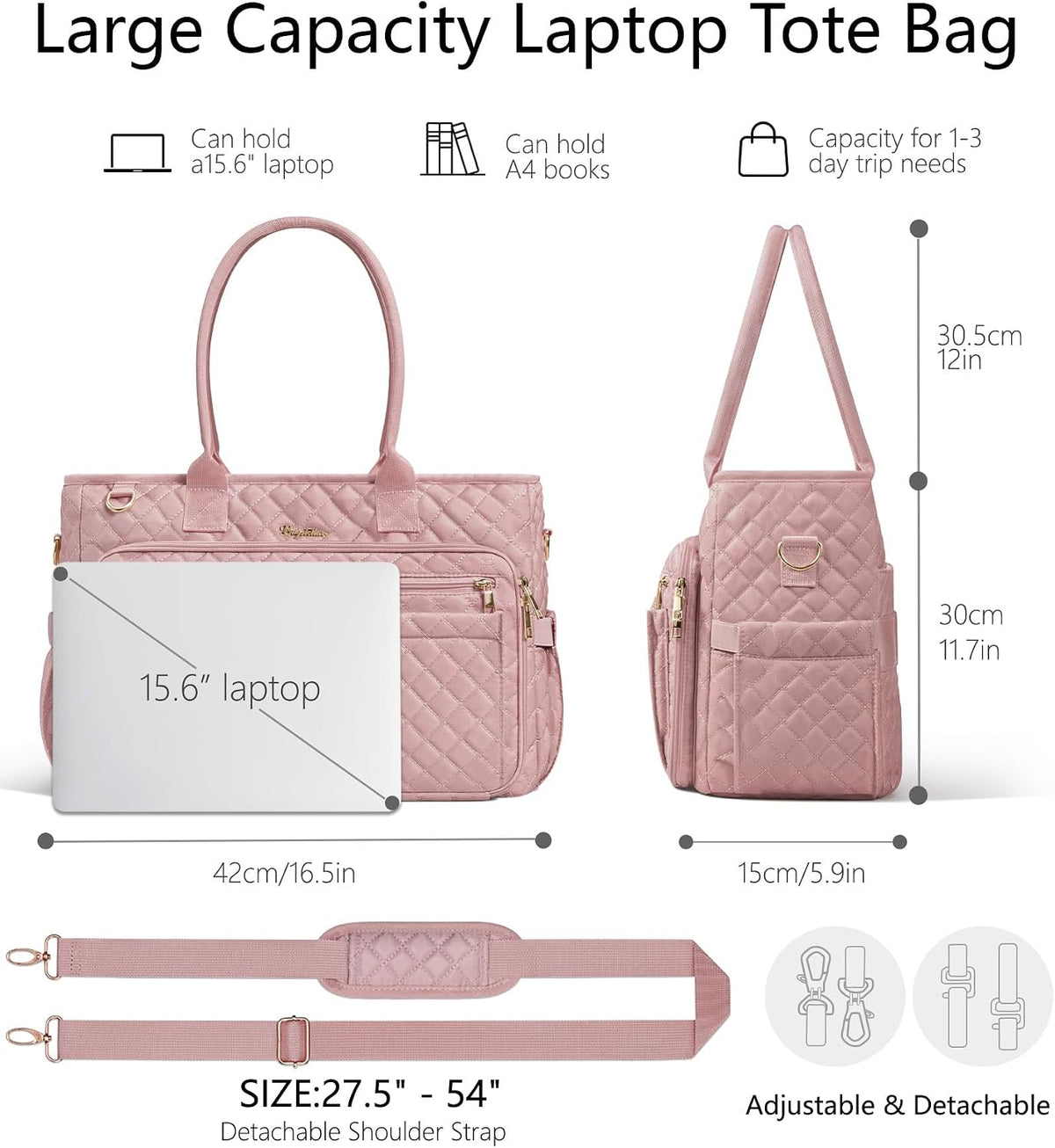 Teacher Tote Bag for Women, 15.6" Laptop Work Tote Computer Bag