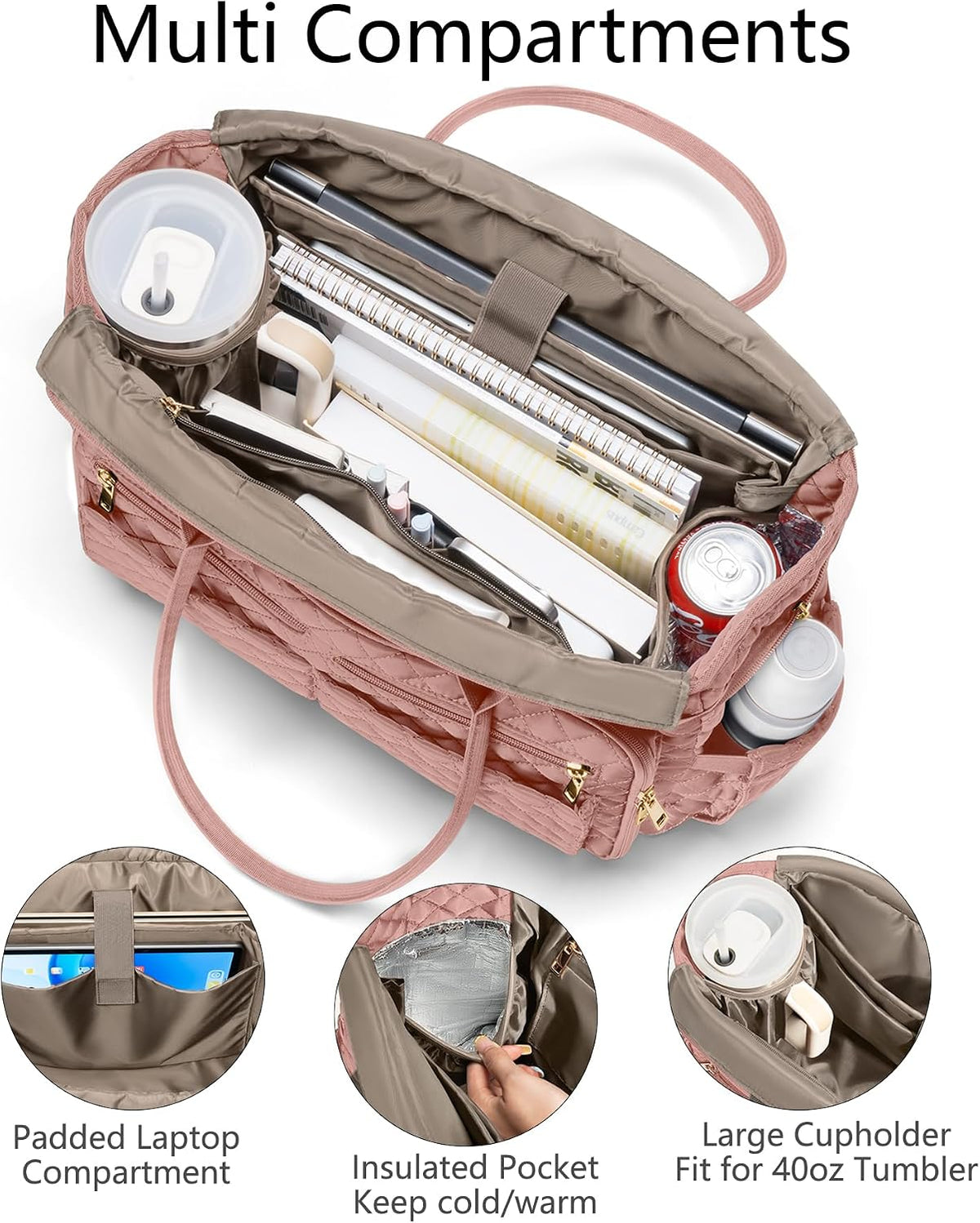 Teacher Tote Bag for Women, 15.6" Laptop Work Tote Computer Bag