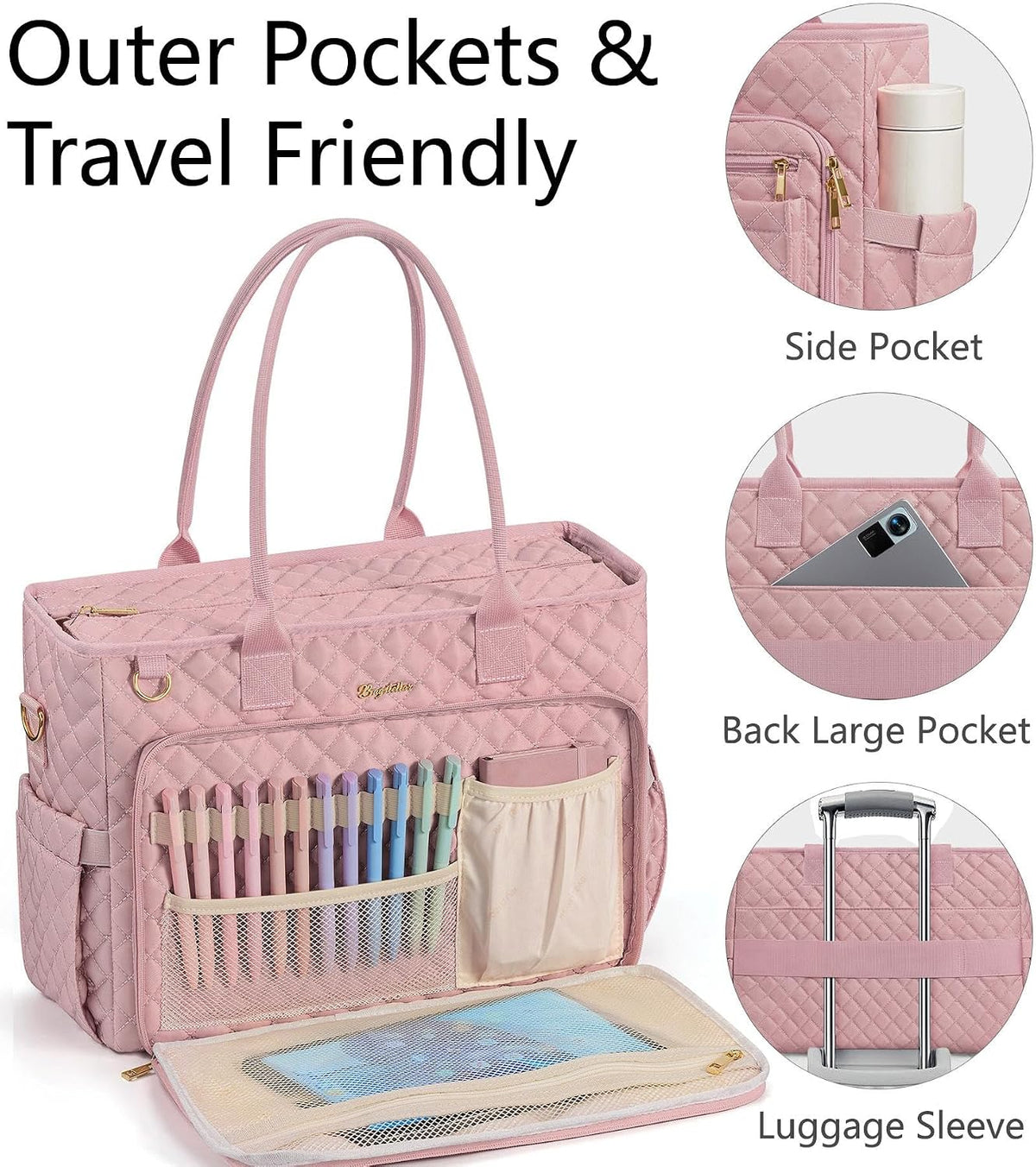 Teacher Tote Bag for Women, 15.6" Laptop Work Tote Computer Bag