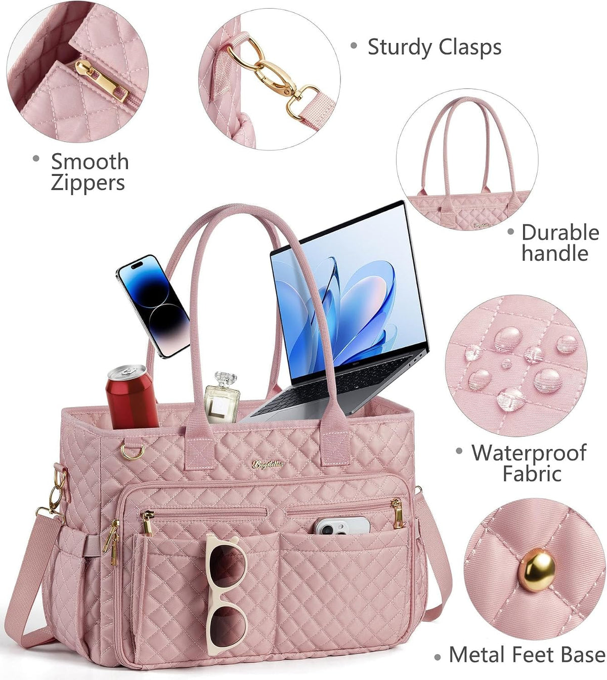 Teacher Tote Bag for Women, 15.6" Laptop Work Tote Computer Bag