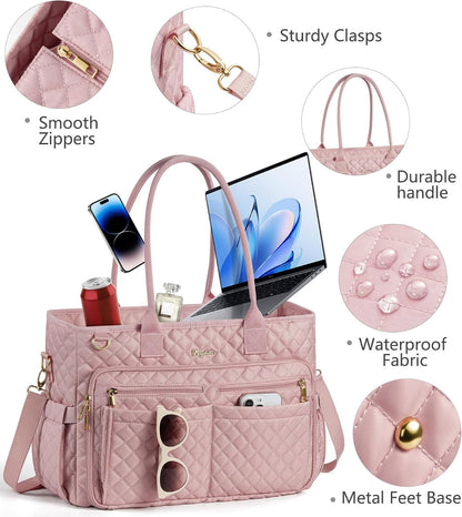 Teacher Tote Bag for Women, 15.6" Laptop Work Tote Computer Bag