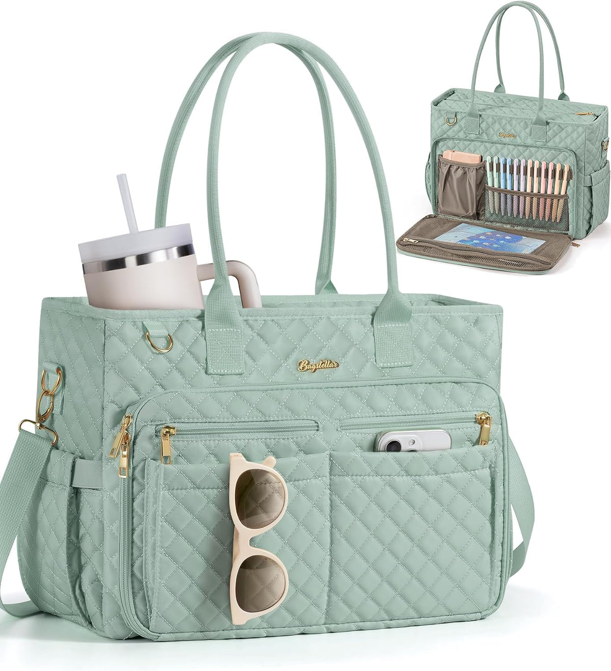 Teacher Tote Bag for Women, 15.6" Laptop Work Tote Computer Bag