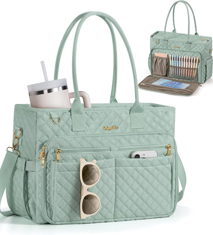 Teacher Tote Bag for Women, 15.6" Laptop Work Tote Computer Bag