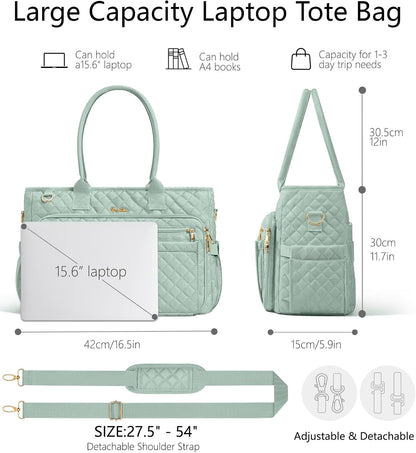 Teacher Tote Bag for Women, 15.6" Laptop Work Tote Computer Bag