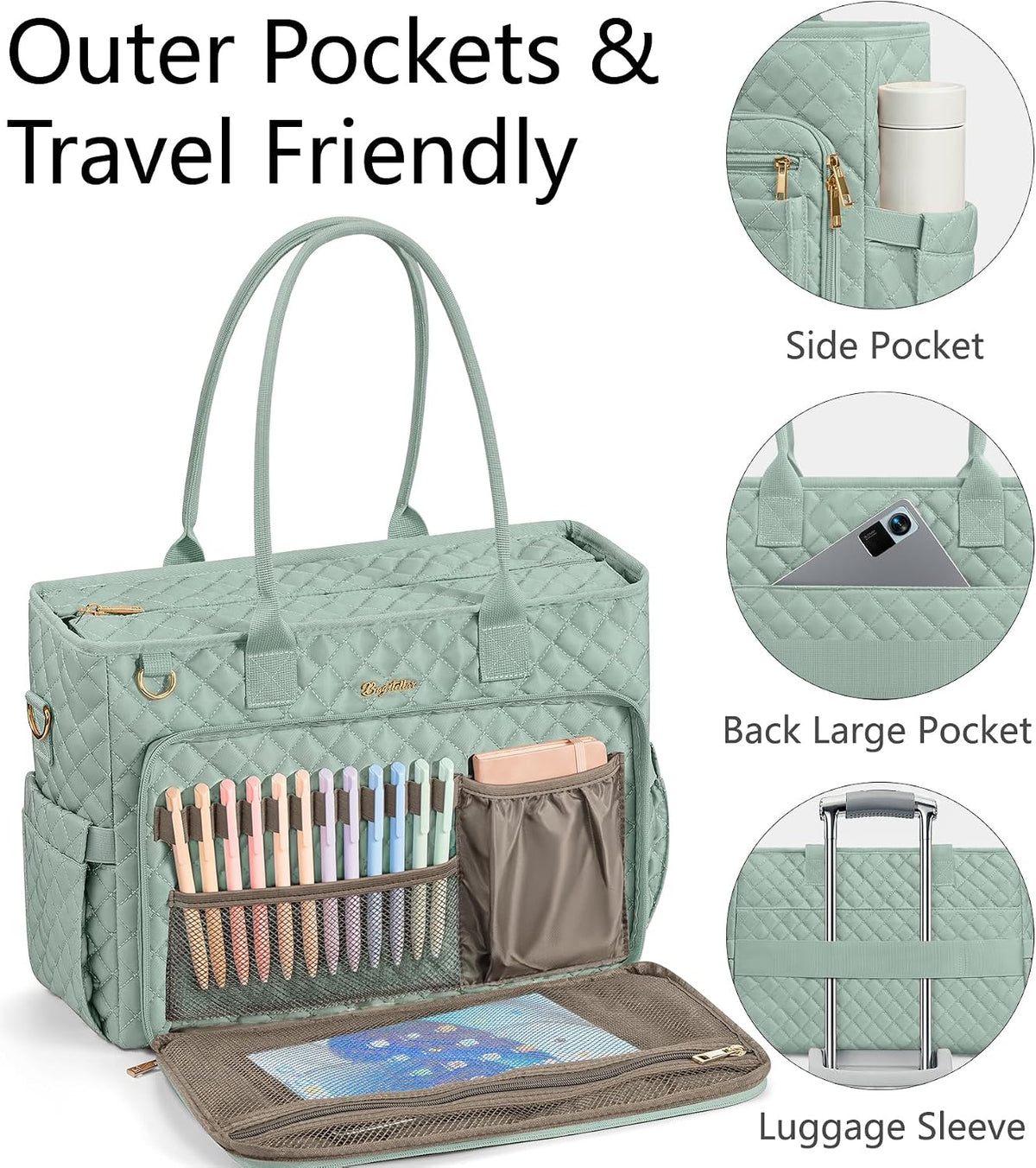 Teacher Tote Bag for Women, 15.6" Laptop Work Tote Computer Bag