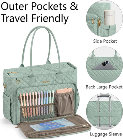 Teacher Tote Bag for Women, 15.6" Laptop Work Tote Computer Bag
