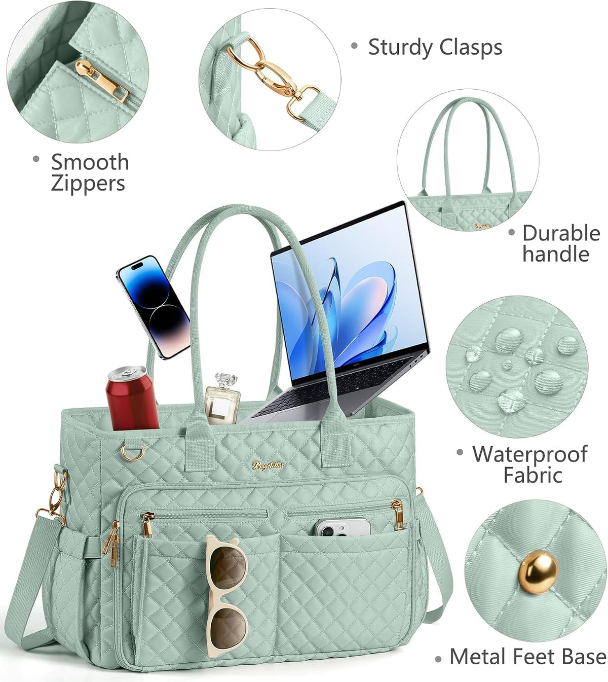 Teacher Tote Bag for Women, 15.6" Laptop Work Tote Computer Bag