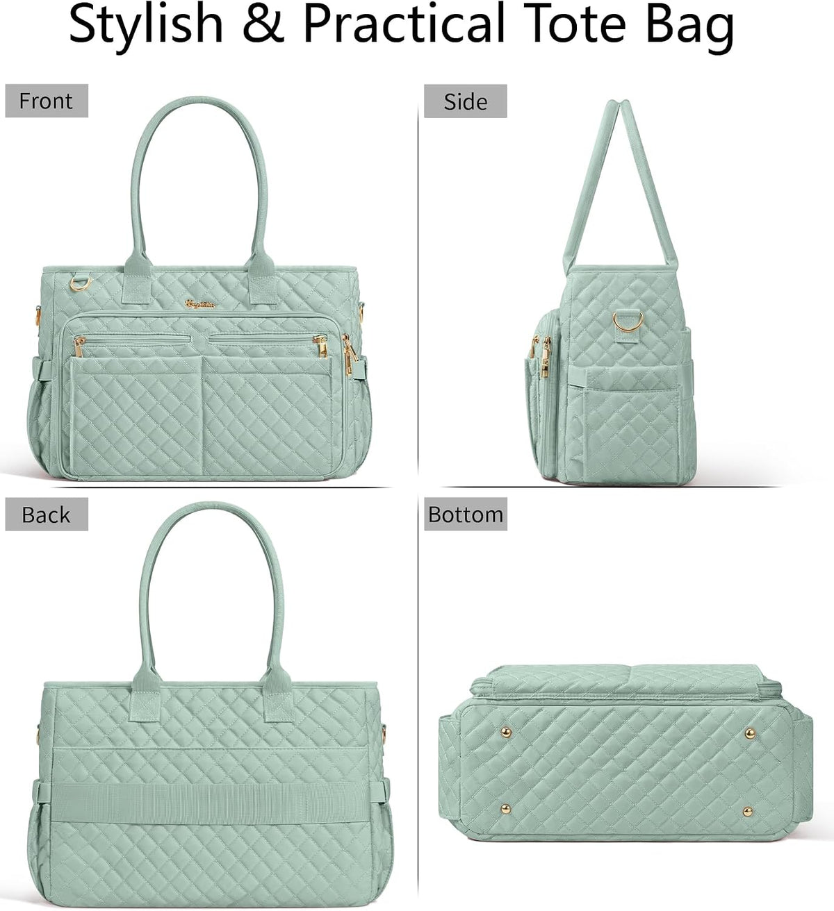 Teacher Tote Bag for Women, 15.6" Laptop Work Tote Computer Bag