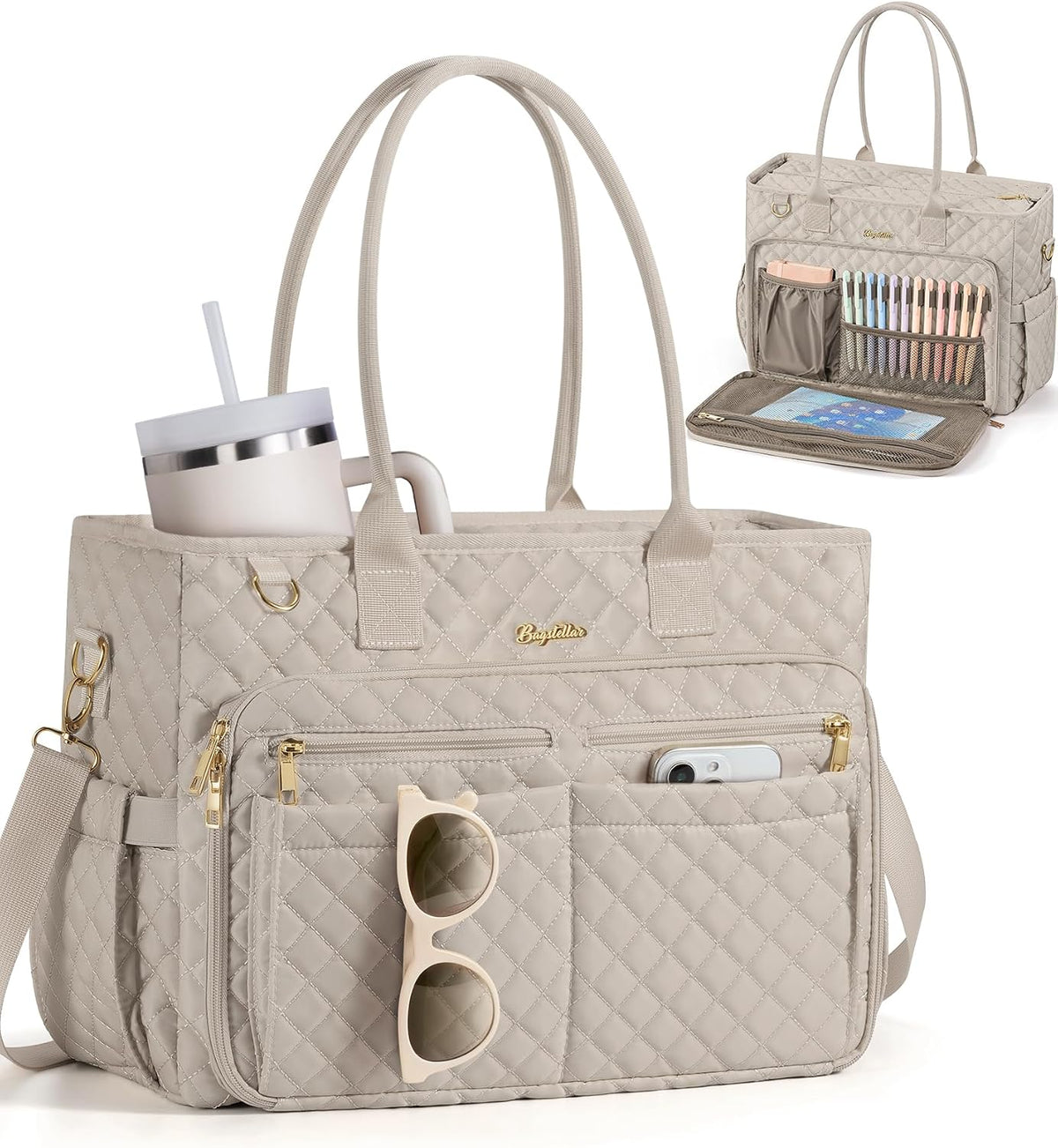Teacher Tote Bag for Women, 15.6" Laptop Work Tote Computer Bag