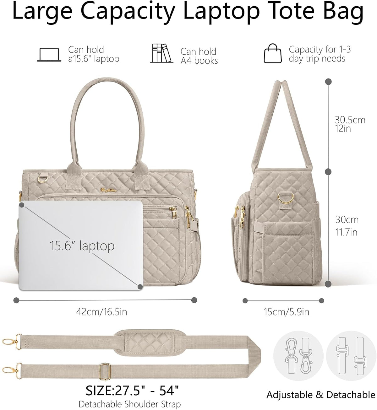 Teacher Tote Bag for Women, 15.6" Laptop Work Tote Computer Bag