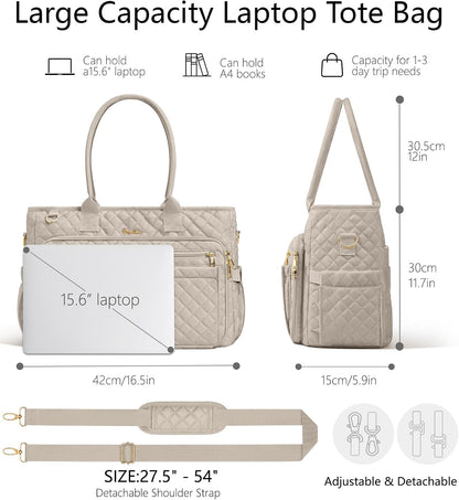 Teacher Tote Bag for Women, 15.6" Laptop Work Tote Computer Bag