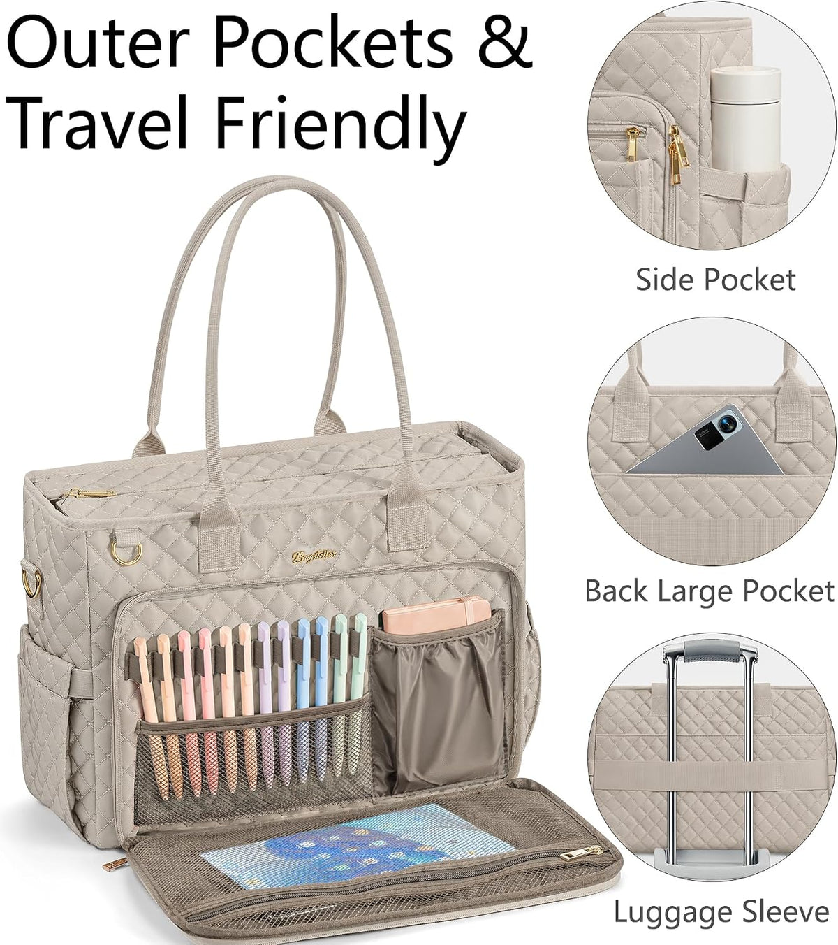 Teacher Tote Bag for Women, 15.6" Laptop Work Tote Computer Bag